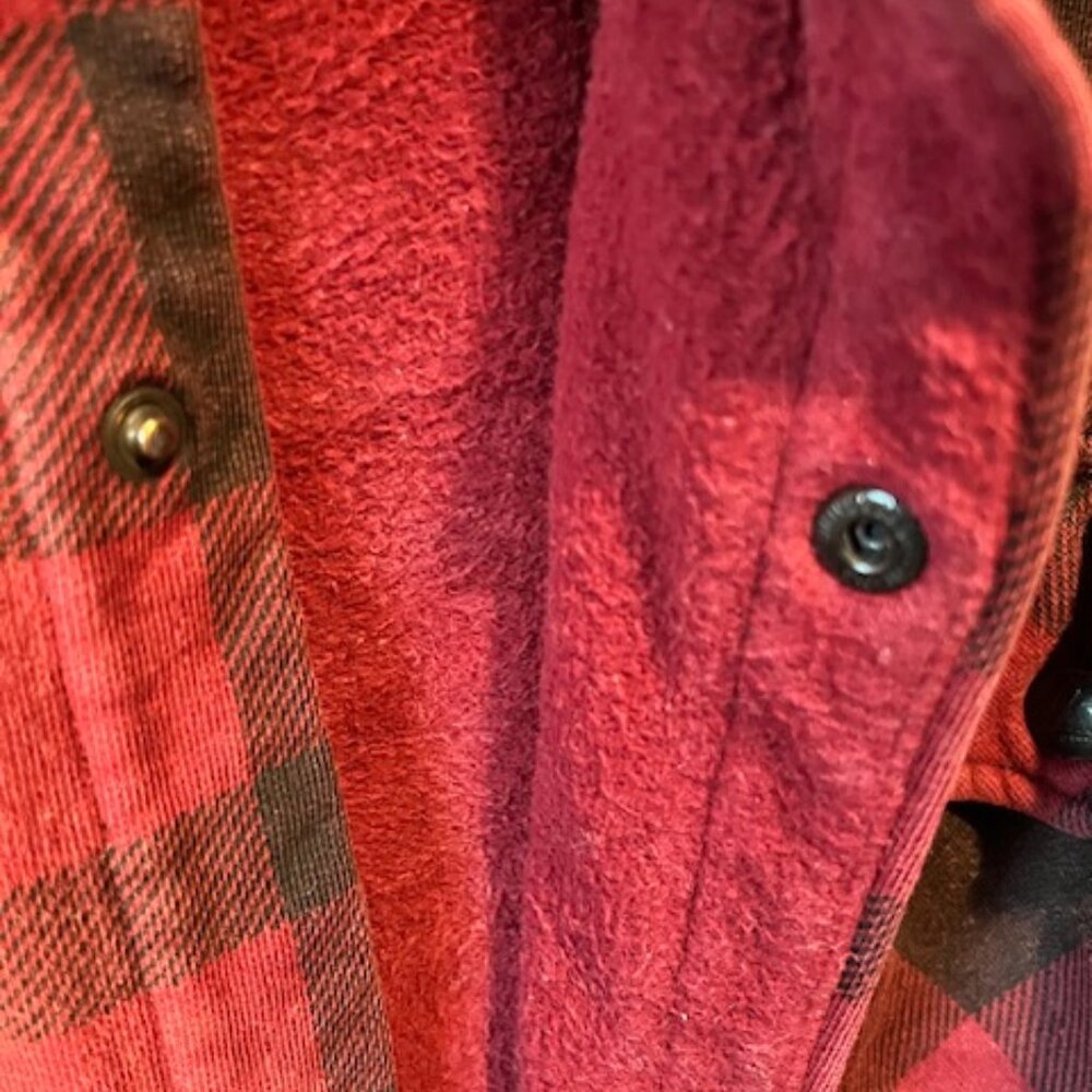 American Giant Redwood Fleece Overshirt — Oxblood Plaid — Size L - Picture 4 of 7